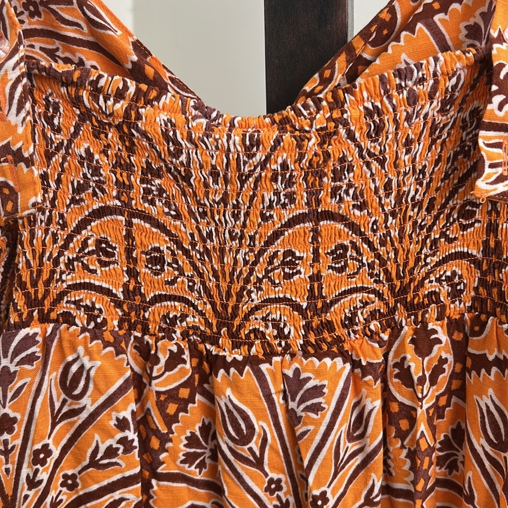 Knox Rose Wide Strap Sleeveless A-Line Dress Coral Orange Floral XL EUC - Picture 5 of 7